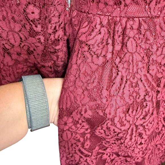Modcloth Dress Womens Burgundy Lace Through The Bluebells Bell Sleeves S Boho - Picture 6 of 13